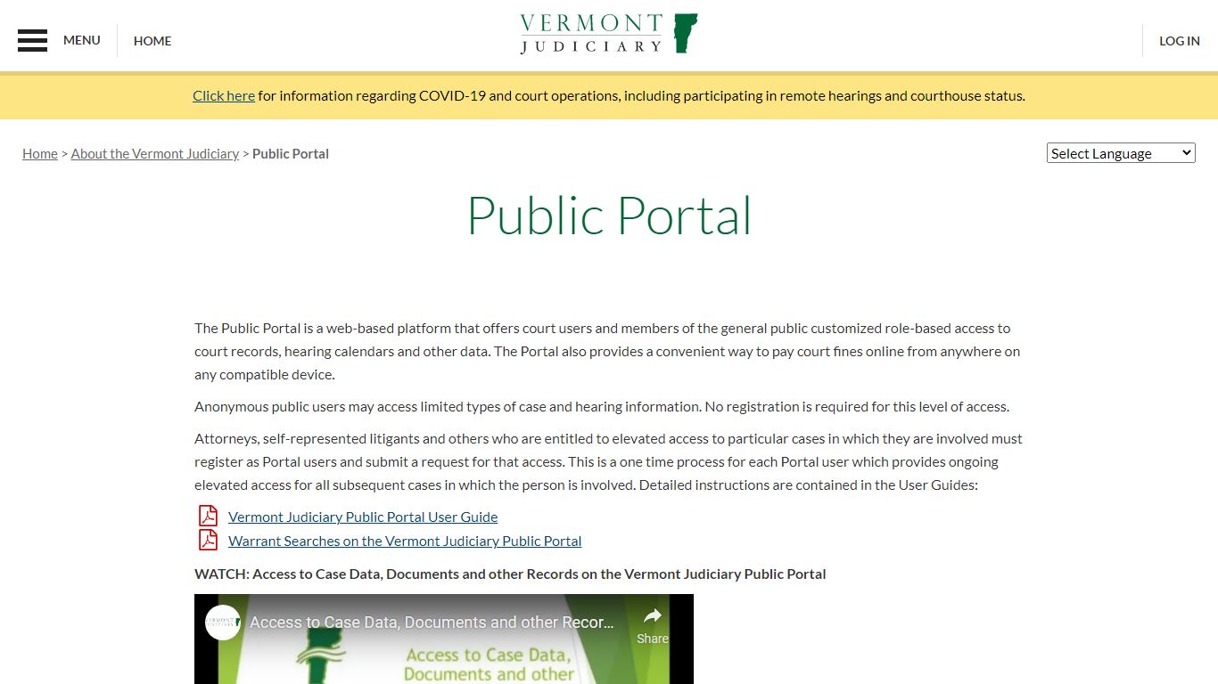 Public Portal | Vermont Judiciary